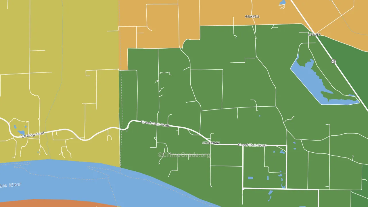 Hillerman, IL Map of Robbery Rates