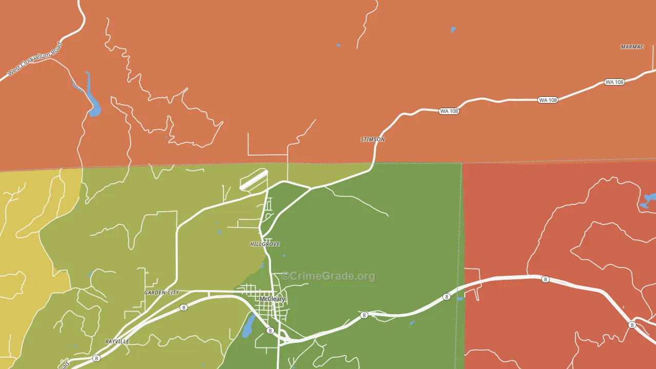 Hillgrove, WA Map of Robbery Rates