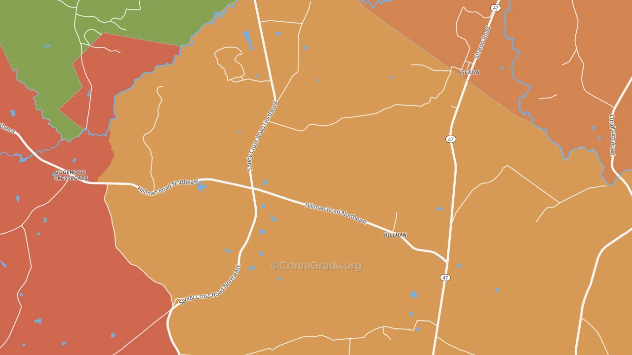 Hillman, GA Map of Robbery Rates