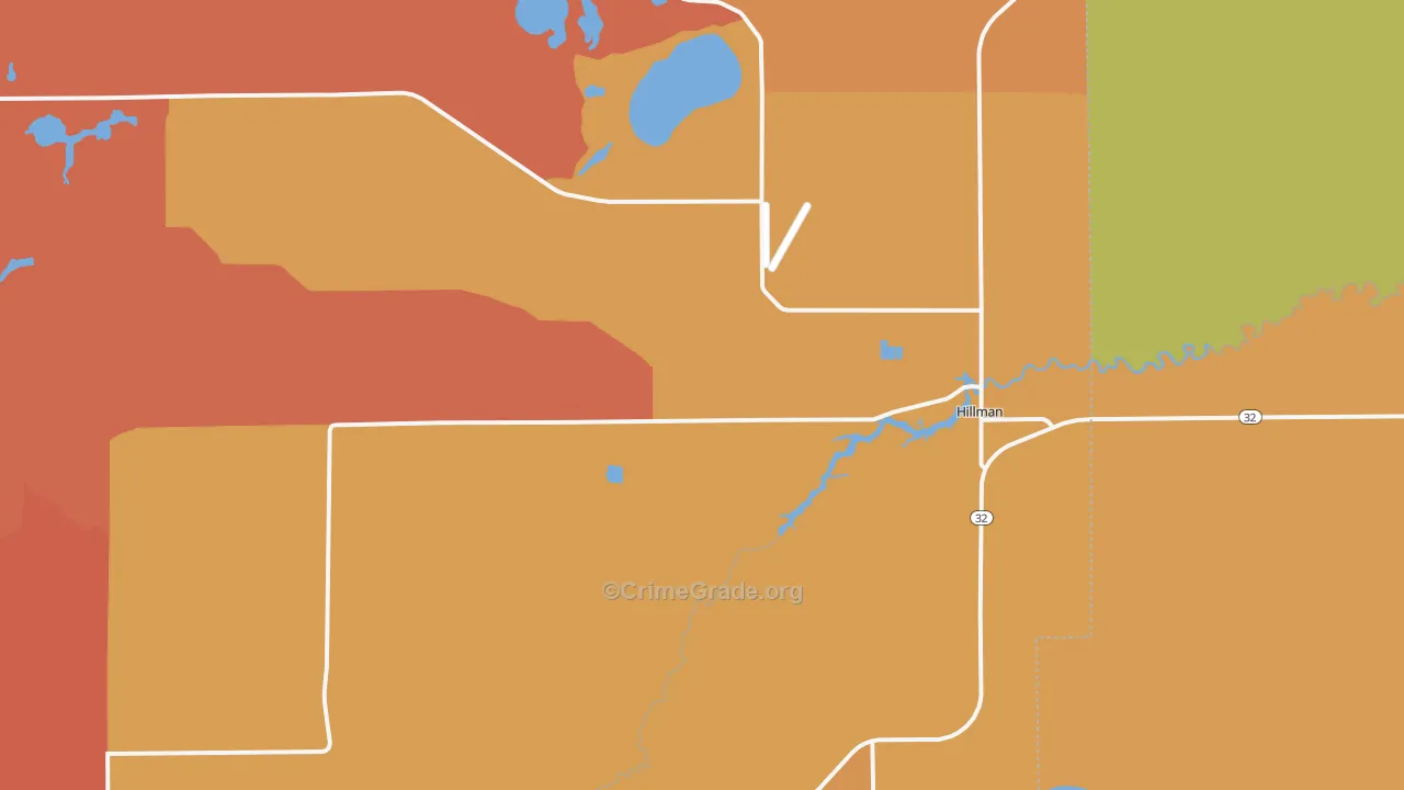 Hillman, MI Map of Robbery Rates