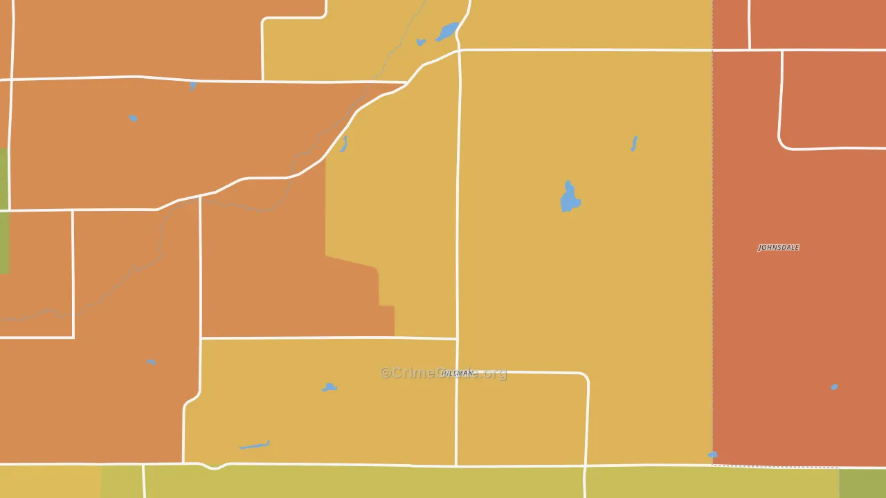 Hillman, MN Map of Robbery Rates