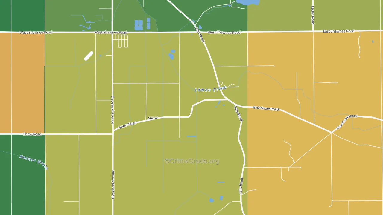 Hills Corners, MI Map of Robbery Rates