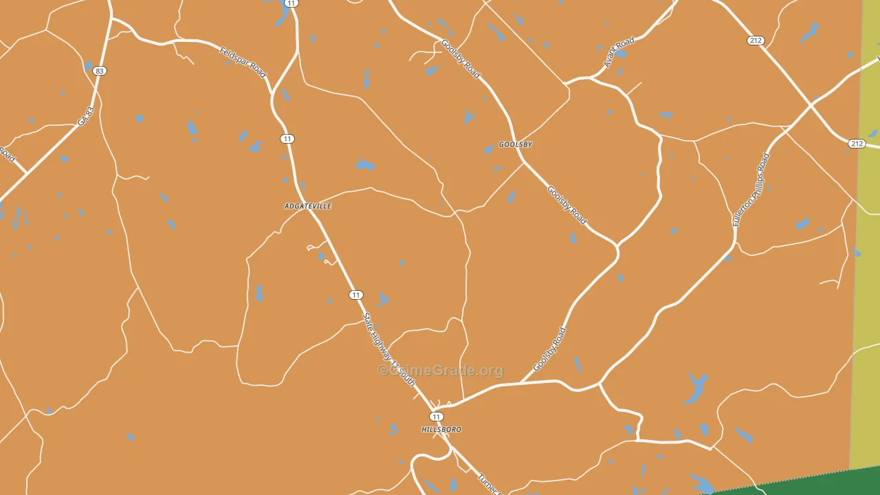 Hillsboro, GA Map of Robbery Rates
