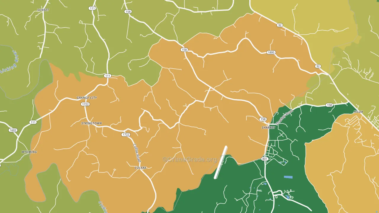 Hillsboro, KY Map of Robbery Rates
