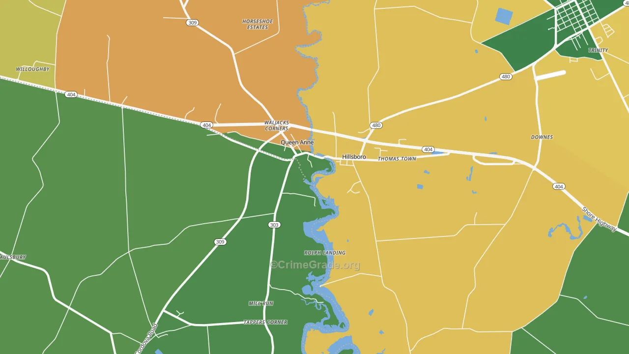 Hillsboro, MD Map of Robbery Rates