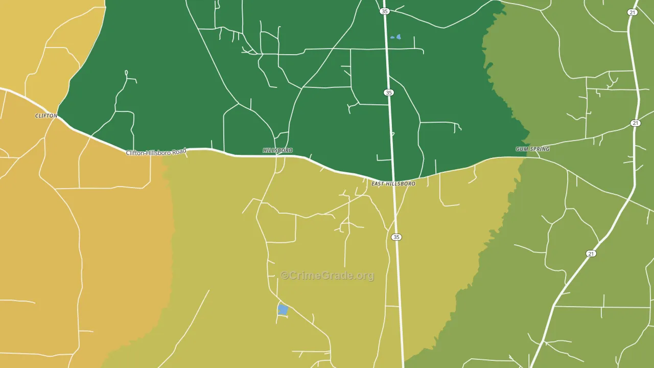 Hillsboro, MS Map of Robbery Rates
