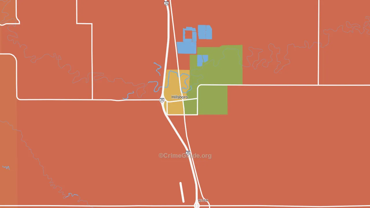 Hillsboro, ND Map of Robbery Rates