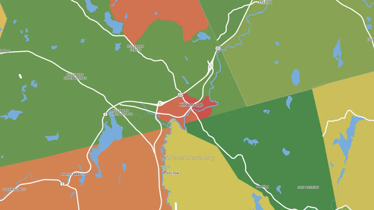 Hillsboro, NH Map of Robbery Rates