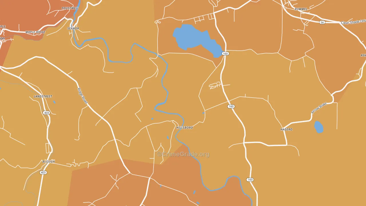 Hillsboro, PA Map of Robbery Rates