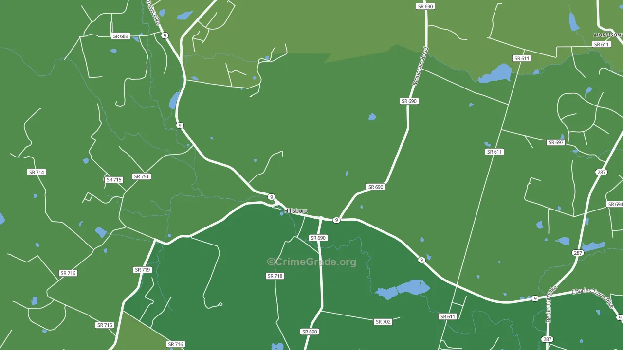 Hillsboro, VA Map of Robbery Rates