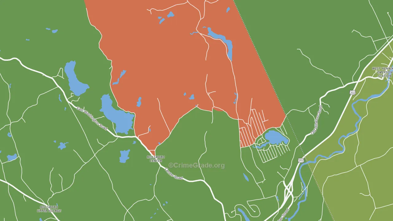 Hillsborough Center, NH Map of Robbery Rates