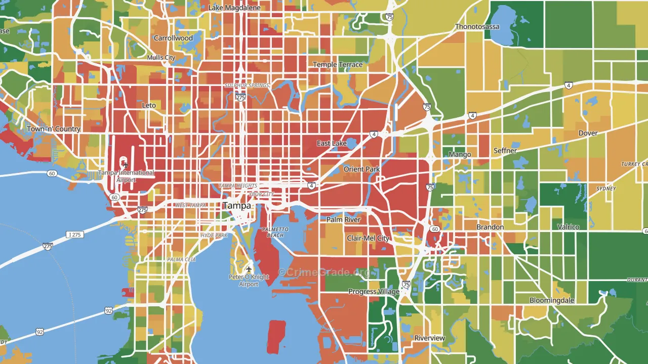 Hillsborough County, FL Map of Robbery Rates