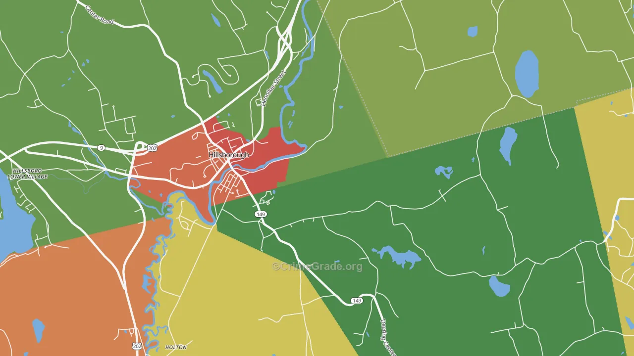 Hillsborough, NH Map of Robbery Rates