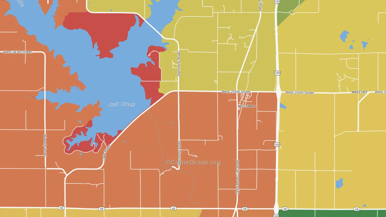 Hillsdale, KS Map of Robbery Rates