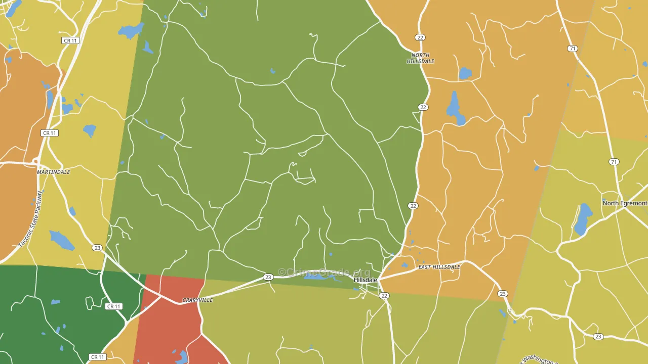 Hillsdale, NY Map of Robbery Rates