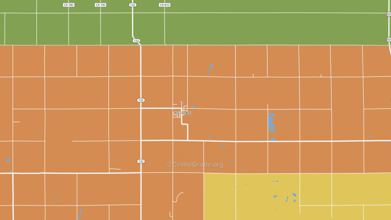 Hillsdale, OK Map of Robbery Rates