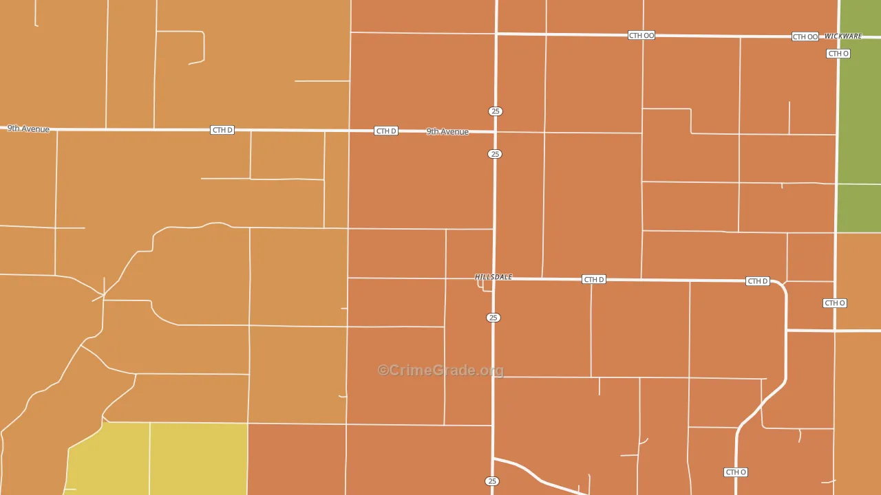 Hillsdale, WI Map of Robbery Rates