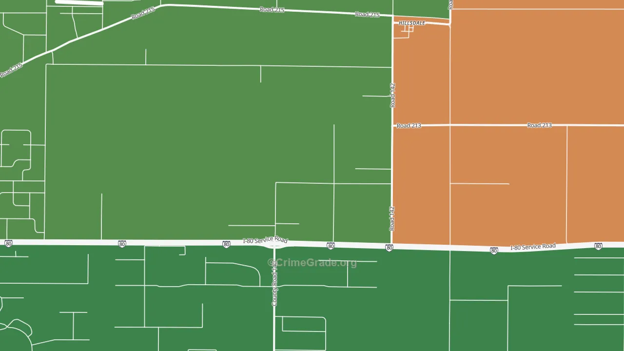 Hillsdale, WY Map of Robbery Rates