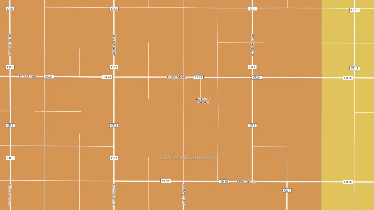 Hillside Colony, SD Map of Robbery Rates