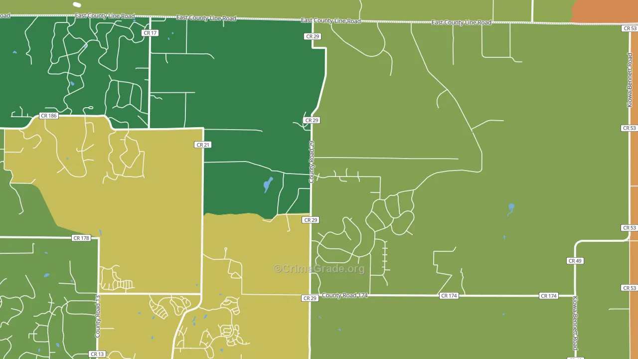 Hilltop, CO Map of Robbery Rates
