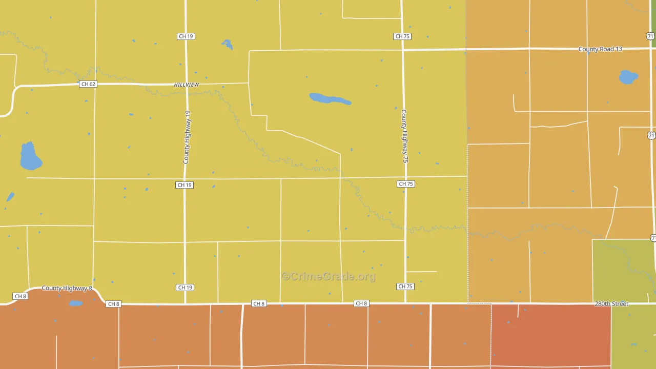 Hillview, MN Map of Robbery Rates