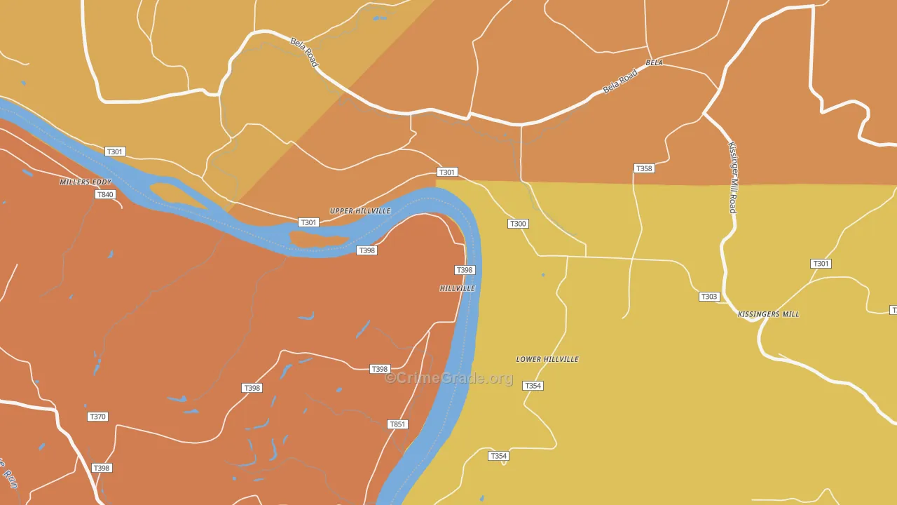 Hillville, PA Map of Robbery Rates