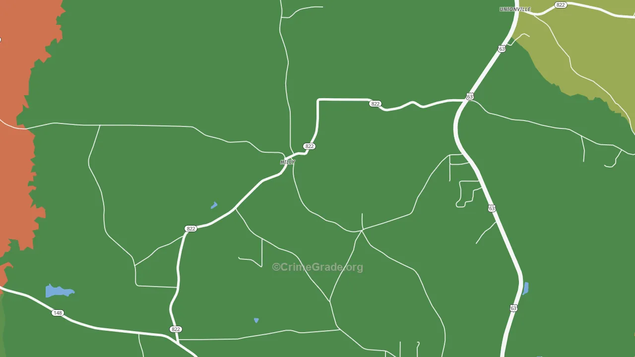 Hilly, LA Map of Robbery Rates