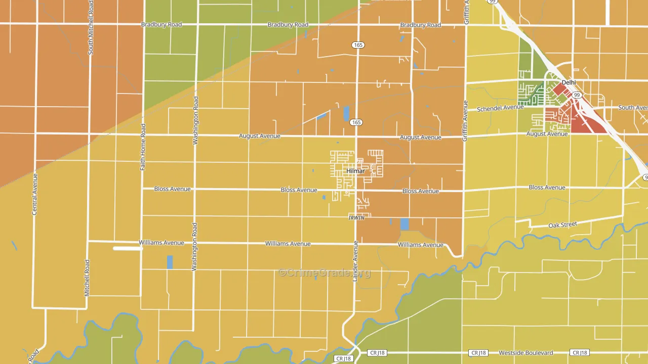 Hilmar, CA Map of Robbery Rates