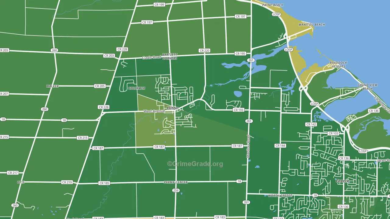 Hilton, NY Map of Robbery Rates