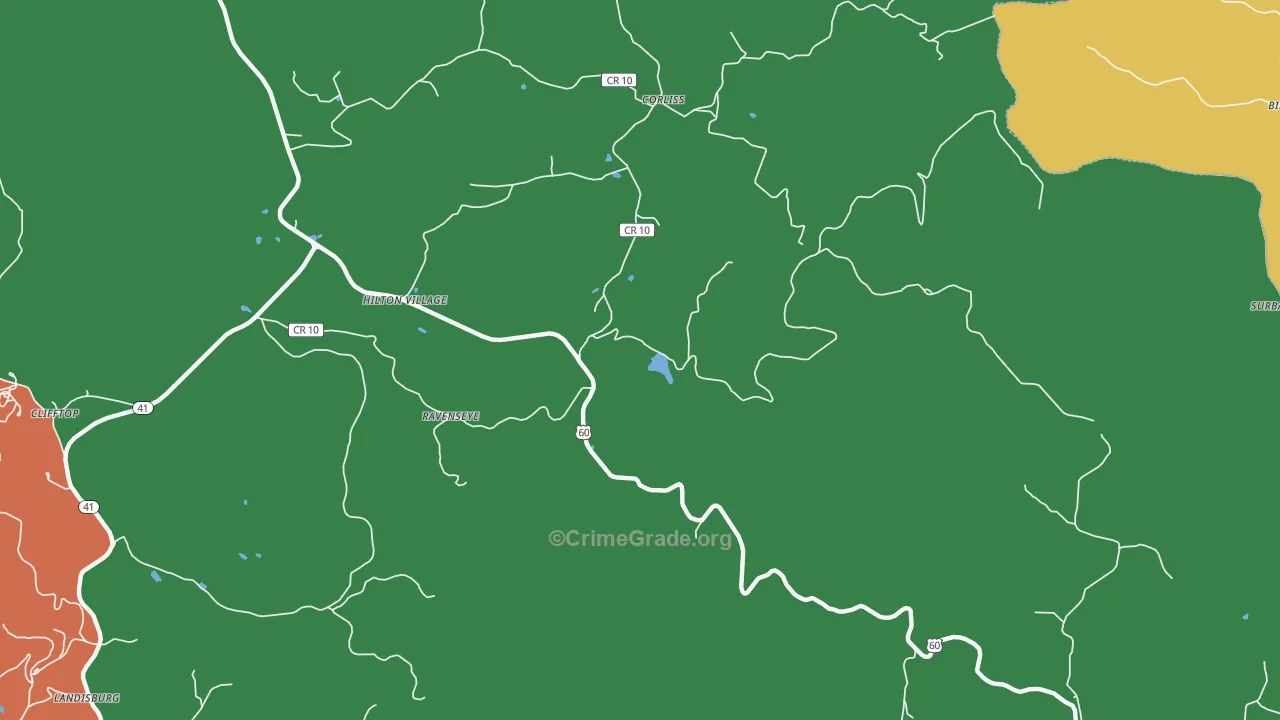 Hilton Village, WV Map of Robbery Rates