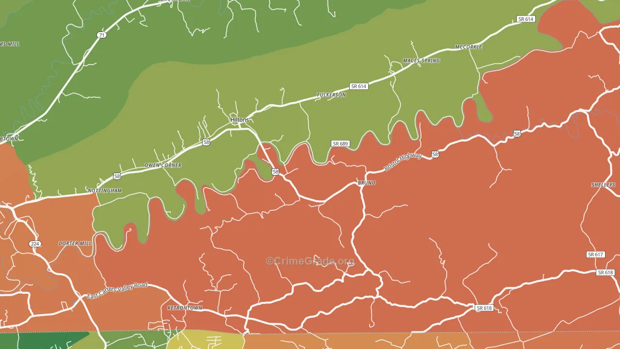 Hiltons, VA Map of Robbery Rates