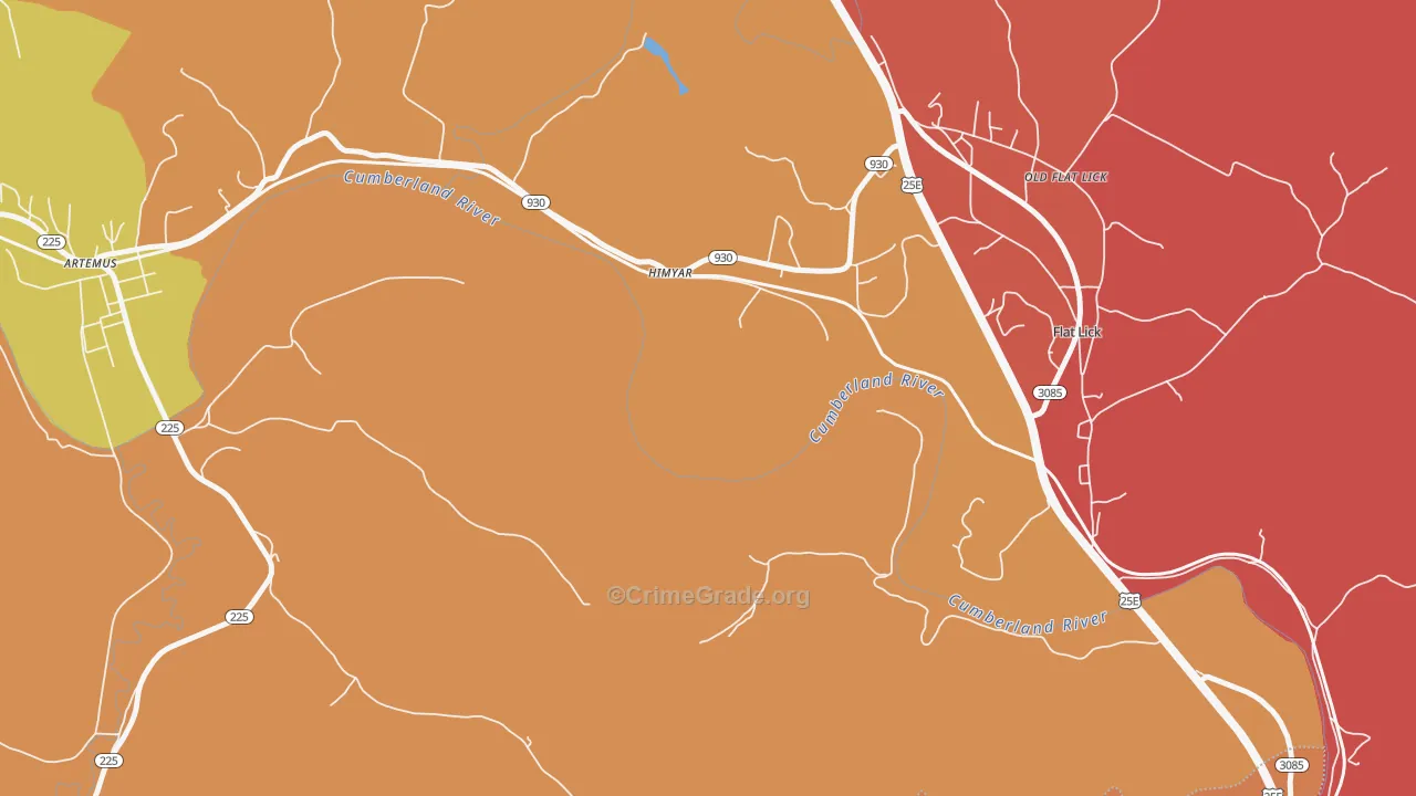 Himyar, KY Map of Robbery Rates