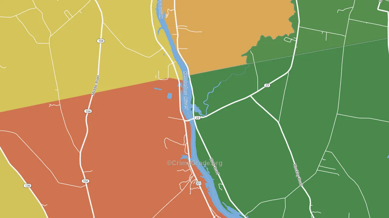 Hinckley, ME Map of Robbery Rates