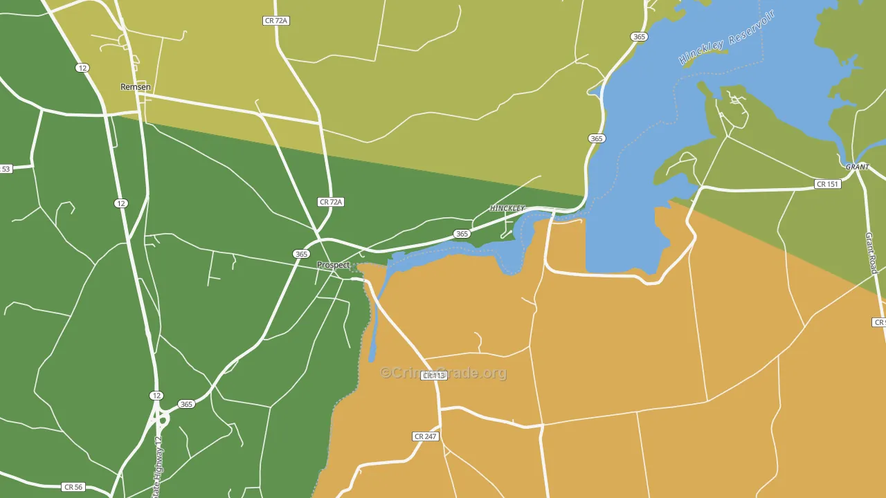 Hinckley, NY Map of Robbery Rates