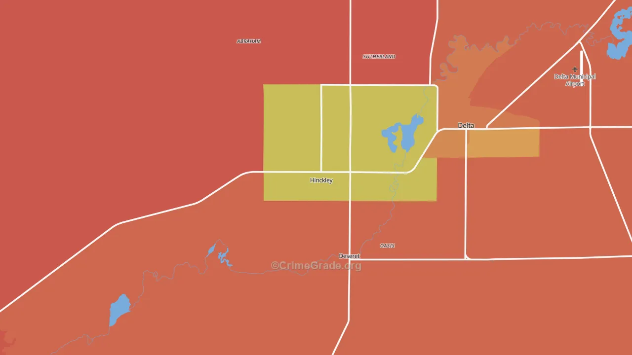 Hinckley, UT Map of Robbery Rates