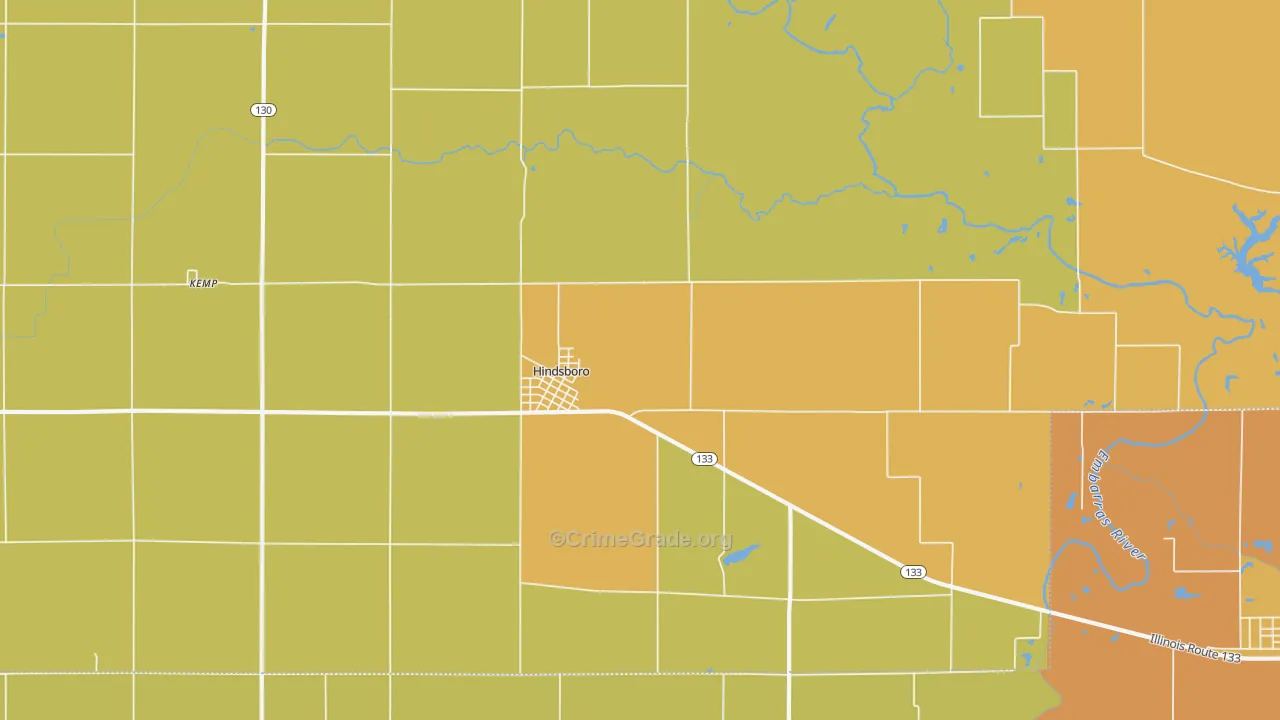 Hindsboro, IL Map of Robbery Rates