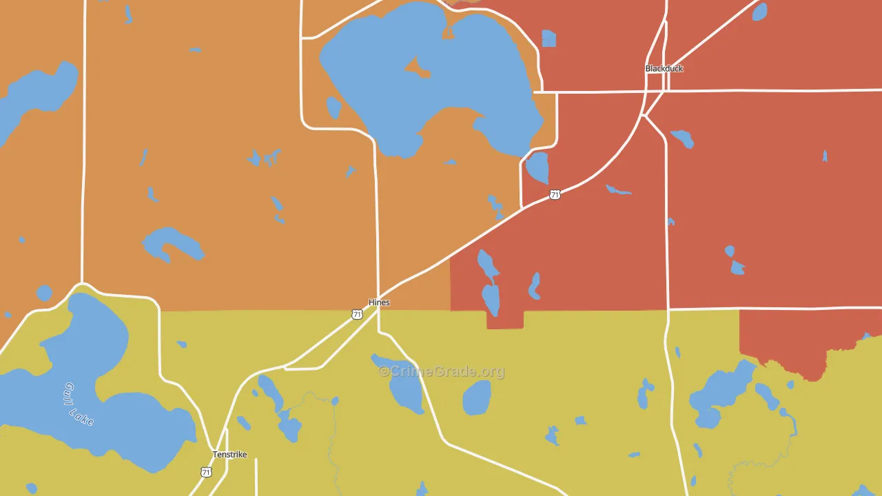 Hines, MN Map of Robbery Rates