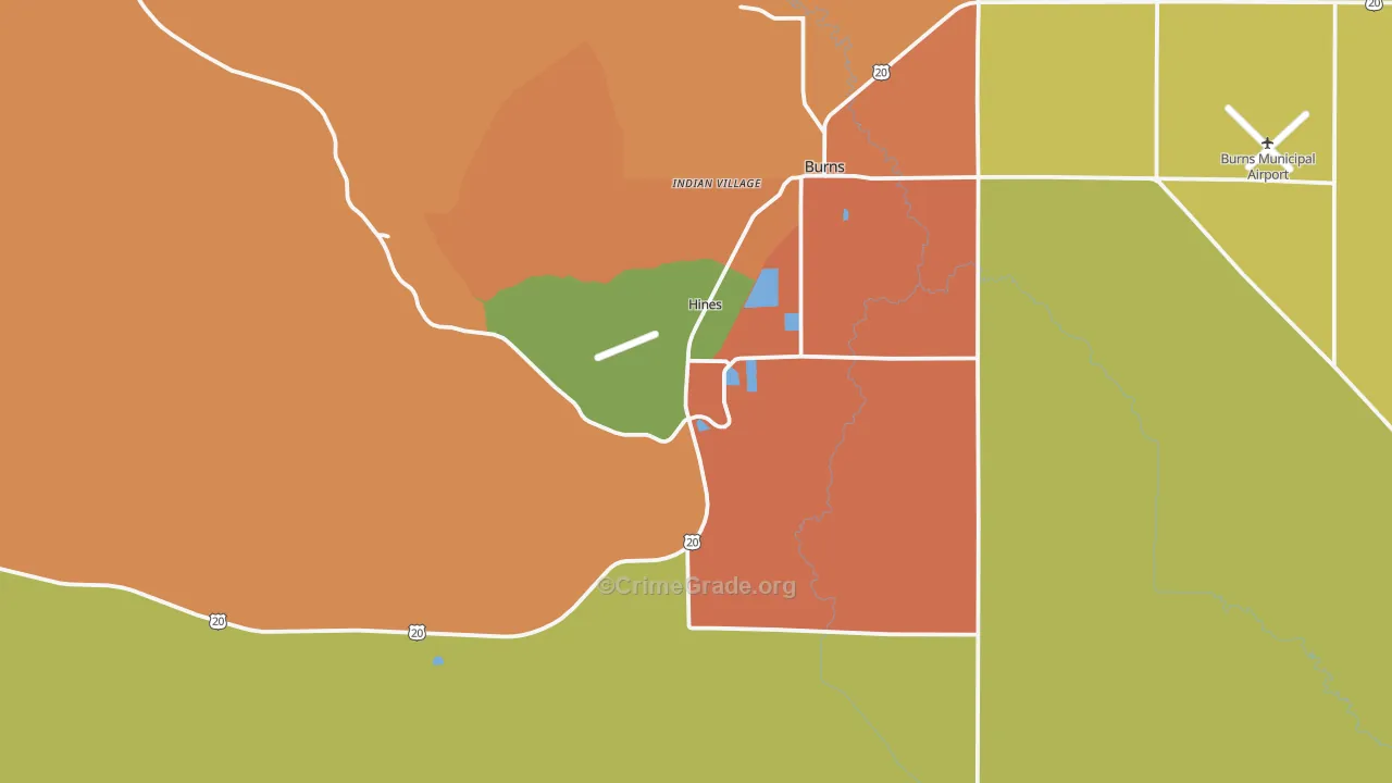 Hines, OR Map of Robbery Rates