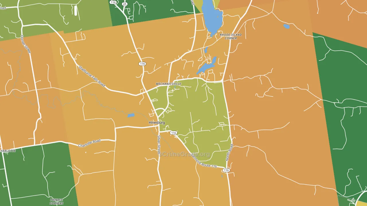 Hinesburg, VT Map of Robbery Rates