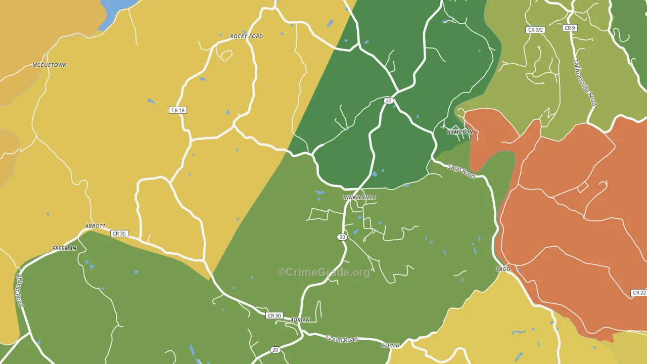 Hinkleville, WV Map of Robbery Rates