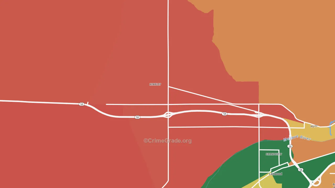 Hinkley, CA Map of Robbery Rates