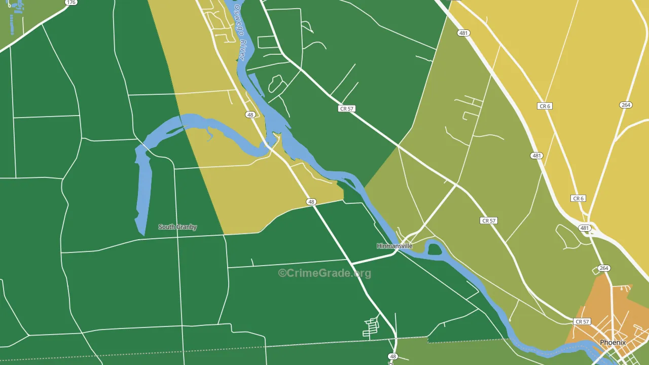 Hinmansville, NY Map of Robbery Rates