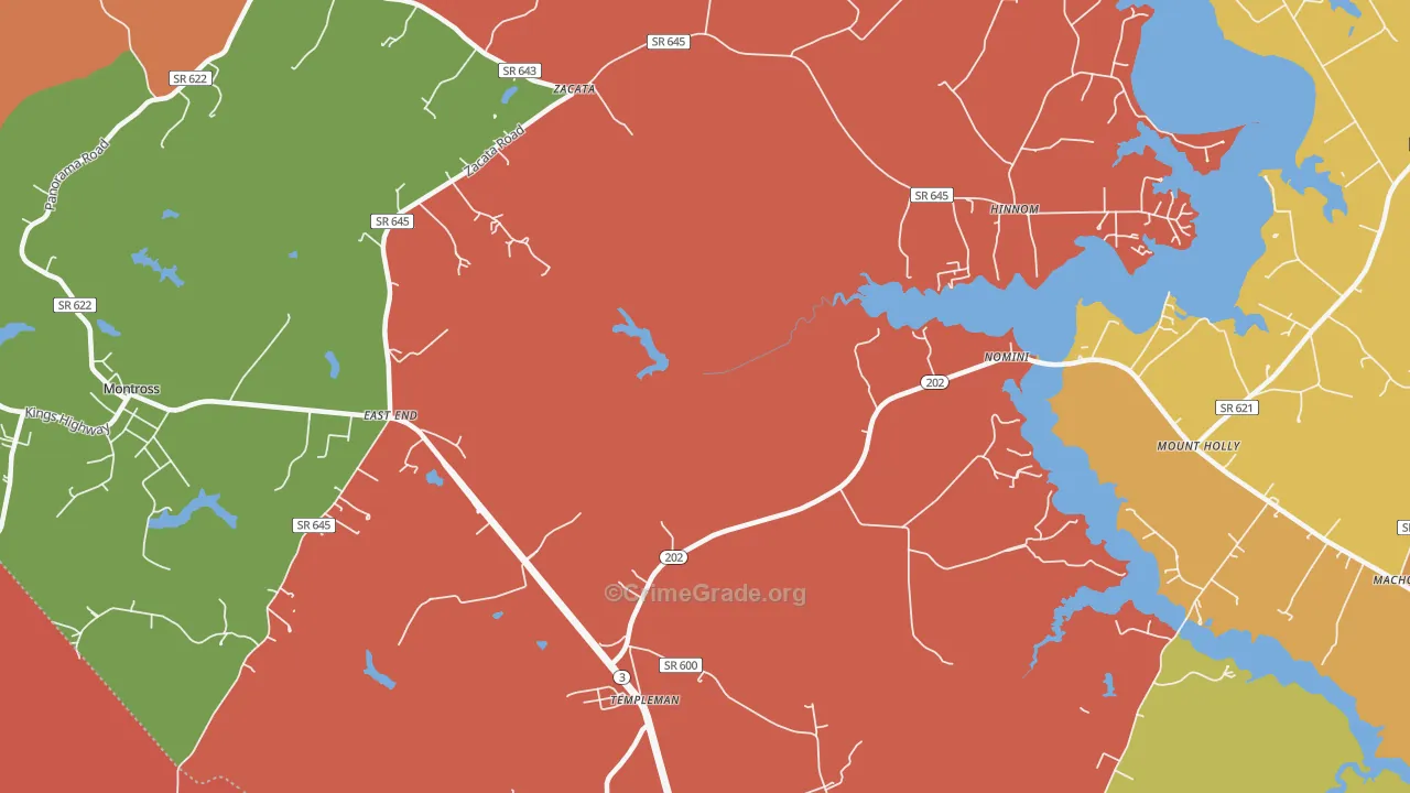 Hinnom, VA Map of Robbery Rates