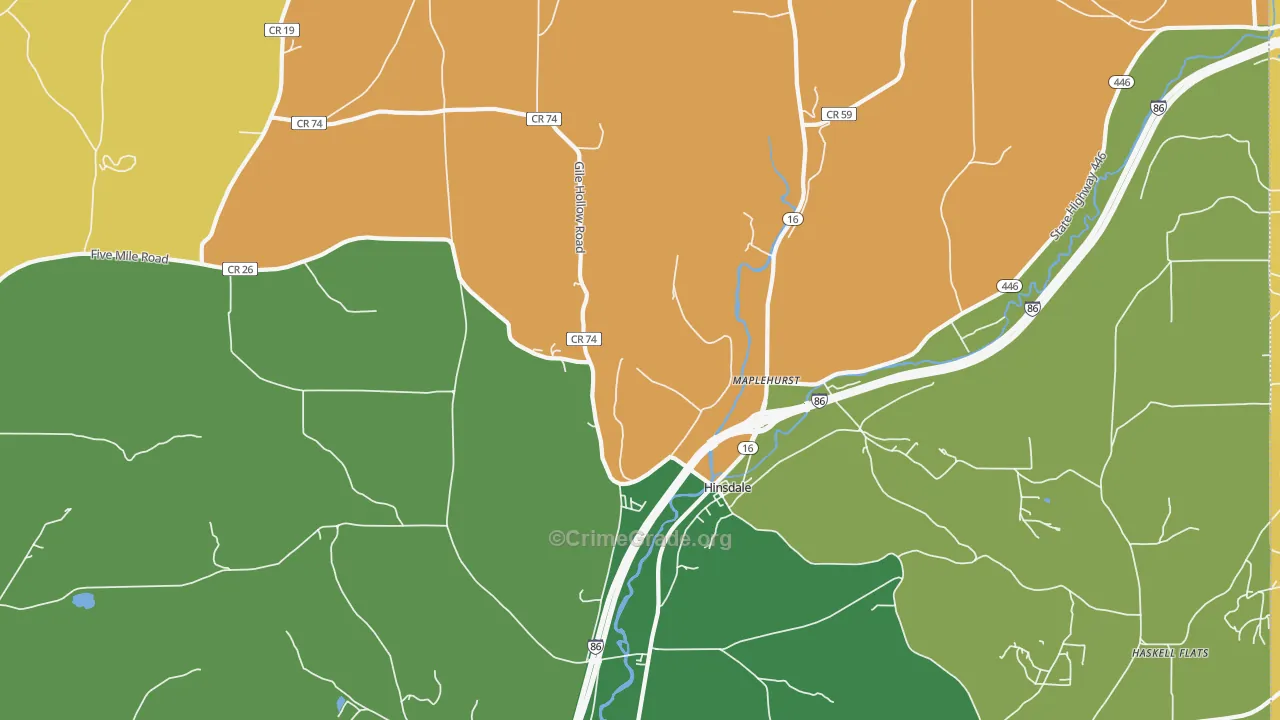 Hinsdale, NY Map of Robbery Rates