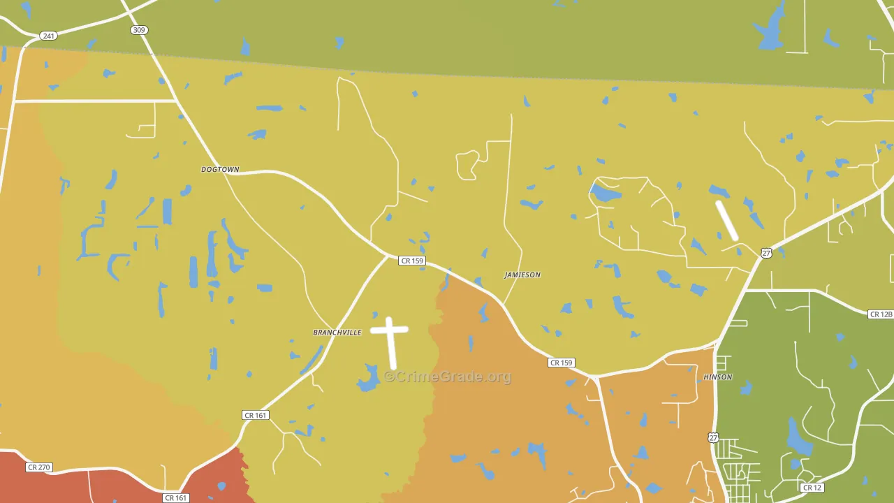 Hinson, FL Map of Robbery Rates
