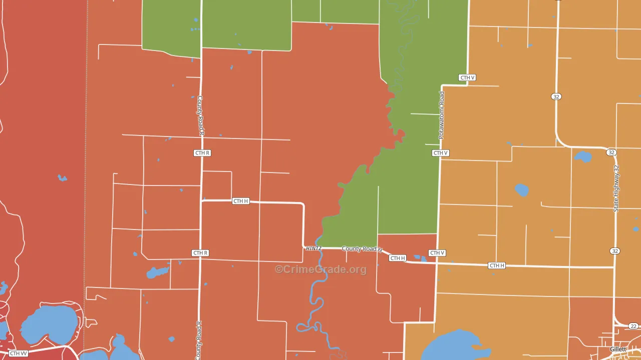 Hintz, WI Map of Robbery Rates