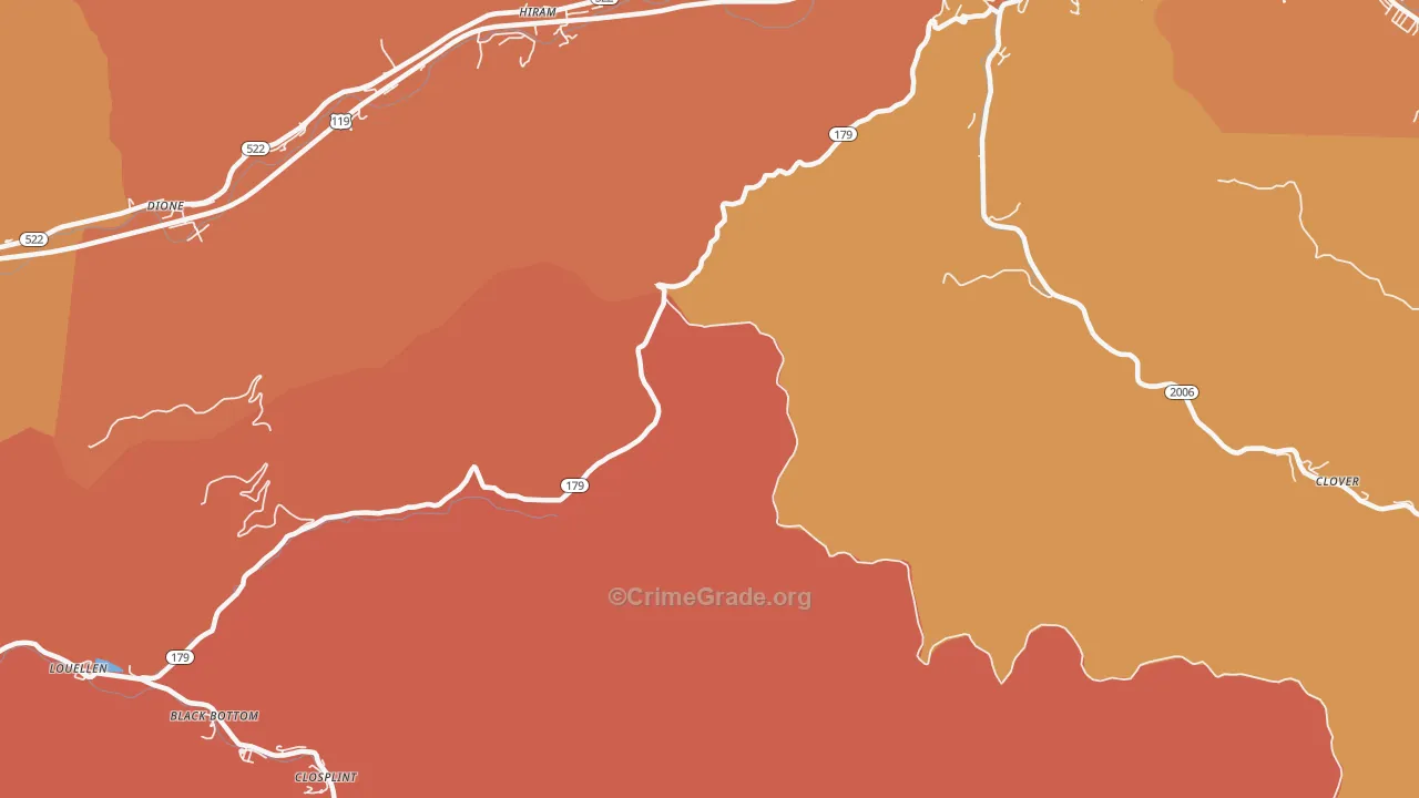 Hiram, KY Map of Robbery Rates