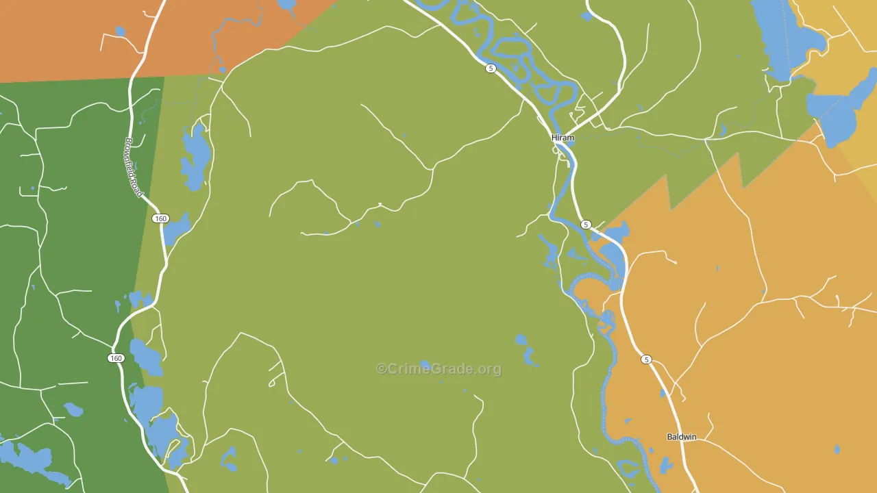 Hiram, ME Map of Robbery Rates