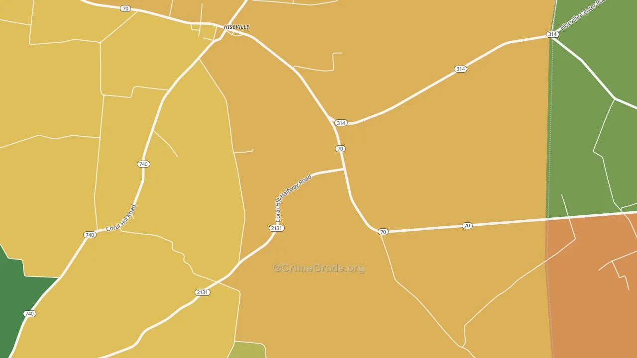 Hiseville, KY Map of Robbery Rates