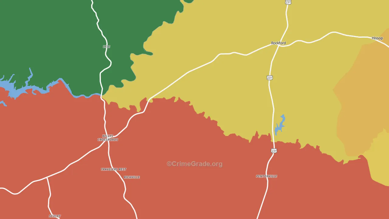 Hissop, AL Map of Robbery Rates